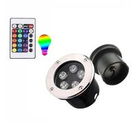 GUODDM Spot LED Submersible, Lampe De Fontaine LED, Spot D'extérieur Encastrable RVB, avec Télécommande, Lampe De Jardin Enterrée Étanche IP68, Projecteurs À Changement De Couleur(24W(220V))