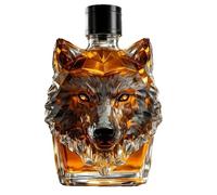 GUODDM Statue Carafe À Whisky en Verre Au Plomb avec Tête De Loup, Décoration De Table, Bouteille De Vin Personnalisée De 300 ML