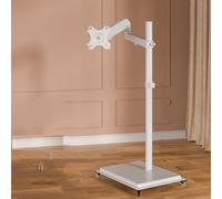 GUODDM Support De Sol À roulettes pour Écran, Bras Robotisé Suspendu avec Roues, Établi Debout, Plateau Télescopique Rotatif Et Rétractable, Compatible avec Les Téléviseurs De 17 À 32 Pouces(White)