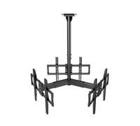 GUODDM Support Mural pour Téléviseur À Quatre Faces, Compatible avec Les Écrans LCD De 32 À 50 Pouces, pour Écrans Plats/incurvés, Réglable en Hauteur Grâce À Sa Conception Télescopique(3-Screen)