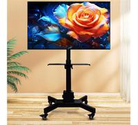 GUODDM Support TV Mobile avec Roues for Écran LCD LED 17-32 Pouces, Hauteur De Levage À Manivelle avec Étagère, Chariot TV Portable Au Sol Élevé, Max 30 Kg, VESA 100 X 100 Mm