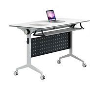 GUODDM Table De Conférence Pliante À roulettes, Réunion Rectangulaire pour Séminaires Et Formations, Conférence Mobile Et Roulante avec Cloison Amovible pour Un Gain De Place(160 * 50 * 75CM)