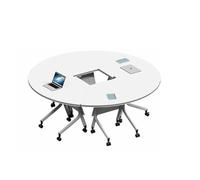 GUODDM Table De Formation Modulaire Profilée, Tables Rondes Modulaires for Plusieurs Personnes, Bureau De Conférence avec roulettes Verrouillables, Chaises Pliantes Rabattable Non Incluses(A)