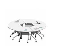 GUODDM Table De Formation Modulaire Profilée, Tables Rondes Modulaires for Plusieurs Personnes, Bureau De Conférence avec roulettes Verrouillables, Chaises Pliantes Rabattable Non Incluses(B)