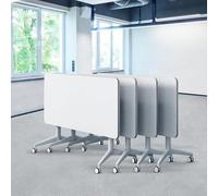 GUODDM Tables De Conférence Pliables, Table De Formation Mobile À roulettes, Table De Séminaire Roulante À Plateau Rabattable pour Bureau, Salle De Réunion, Salle De Classe(4PCS,120 * 60 * 75CM)