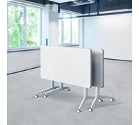 GUODDM Tables De Conférence Pliables, Table De Formation Mobile À roulettes, Table De Séminaire Roulante À Plateau Rabattable pour Bureau, Salle De Réunion, Salle De Classe(4PCS,160 * 50 * 75CM)