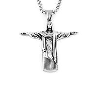 guodong 316L Chaîne en Acier Inoxydable Jésus Croix Pendentif Collier pour Hommes Hip Hop Bijoux Mâle