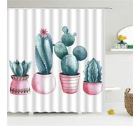Guofuos Cactus Rose Rideau de Douche Anti Moisissure,Rideau de Douche Imperméable Tissu Antibacterien Lavable en Machine,avec des 12 Crochets 3D Rideaux de Douche pour Salle de Bains Decor,90x120cm