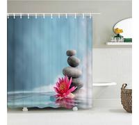 Guofuos Galet Blanc Rideau de Douche Anti Moisissure,Rideau Douche Imperméable Tissu Antibacterien Lavable en Machine,avec des 12 Crochets 3D Rideaux de Douche pour Salle de Bains Decor,W120*L120cm