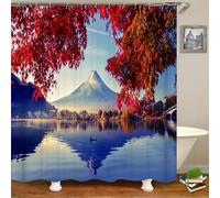 Guofuos Rideau de Douche 90x190cm Lac du Mont Fuji Rideau de Douche Anti-moisissure,Grand Rideaux Extérieur Imperméable,Tissu Polyester,Antibactérien,Lavable en Machine,3D Salle de Bain Rideau Décor