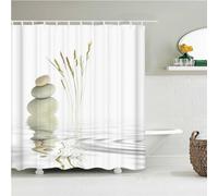 Guofuos Rideau de Douche Blanc Galet Imperméable Tissu Antibactérien Lavable en Machine, 3D, 180x120cm, Salle de Bain