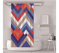 Guofuos Rideau Douche 150x200cm Vagues Blanches Rouges, Rideau de Douche Anti-moisissure, Grand, Extérieur, Imperméable, Tissu Polyester, Antibactérien, Lavable en Machine, 3D, Salle de Bain, Décor
