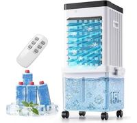 GUOGAI Climatiseur Evaporatif Portable, Refroidisseur d'air pour Maison, avec Écran Display, Télécommande, Minuterie 7h, 3 Vitesses, Économie d'Énergie pour Bureau
