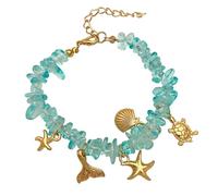GUOGAOzz Bracelet étoile de mer en coquillage, bracelet en pierre bleue irrégulière, bracelets et bracelets de cheville élégants pour la plage, bijoux bohèmes pour femmes (Style A)