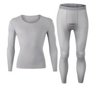 GUOGAOzz Consommation intérieure Thermique élastique sans Couture, Ensembles de sous-vêtements Thermiques Haute élastique, Haut de Couche de Base Souple et Pantalon (Men-Grey,XL)