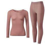 GUOGAOzz Consommation intérieure Thermique élastique sans Couture, Ensembles de sous-vêtements Thermiques Haute élastique, Haut de Couche de Base Souple et Pantalon (Women-Pink,L)