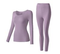 GUOGAOzz Consommation intérieure Thermique élastique sans Couture, Ensembles de sous-vêtements Thermiques Haute élastique, Haut de Couche de Base Souple et Pantalon (Women-Purple,XL)