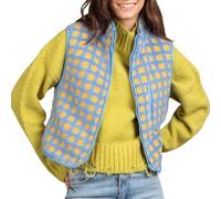 GUOGAOzz Gilet Polaire à Carreaux pour Femme, Haut Polaire sans Manches pour l'hiver, Gilet à Carreaux Rouge Tendance (Blue,S)