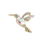 GUOGAOzz Porte-clés colibri en cristal doré, collier pendentif oiseau en cristal scintillant, cadeau bijou d'été pour femmes (Brooch)