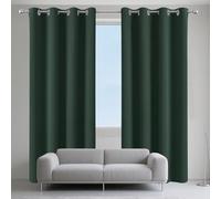 GUOGHUI Rideaux Occultant 178 x 187 cm Thermique Isolant Anti Froid Chaleur Rideaux Effet Lin Lot de 1 Doux et Esthétiques, Décoration Maison Decoration Chambre Maison Salon, Vert Foncé