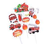 Guoguonb Lot de 5 décorations de gâteau thème pompier sur le thème de la lutte contre l'incendie - Appareil d'extincteur d'incendie - Cupcake pour thème d'anniversaire d'enfant - Décoration de fête