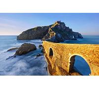 GUOHLOZ 1000 pièces - tête en Bois recyclé - Puzzle Adulte de qualité supérieure-, Mer, Rochers, Île, Espagne, Pays Basque, 75x50cm