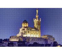 GUOHLOZ Puzzle de 1000 Pièces pour Adultes - Jeu d'Adresse Coloré et Impossible pour Toute la Famille - Basilique Notre Dame de la Garde, Marseille, France - 75x50cm