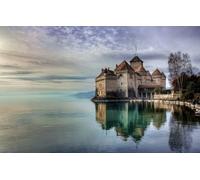 GUOHLOZ Puzzles de 1000 pièces pour Adultes et Enfants à partir de 6 Ans, Arbres, Paysage, Suisse, Lac Léman, Château de Chillon, 75x50cm