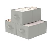 GUOHNHE Lot de 3 Boîtes Rangement Dressing, Paniers pour Étagères Pliables, Cubes de Stockage en Tissu Non Tissé, Convient pour Salon, Chambre à Coucher, 47 x 28 x 20 cm, Gris, XSNY11GL-3