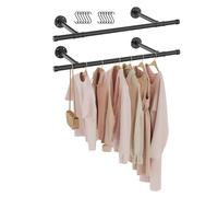 GUOHNHE Tringle à Vêtement, Métal Barre Dressing, 77cm, Lot de 2, Noir