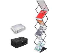 Guohong A4 Présentoir à Brochure, Aluminium Portable Exhibition littérature support de sol, Porte-revues Trade Show, Avec Sac Oxford personnalisé (6 sections)