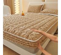 GUOIOOI Drap-Housse élastique (Housse Uniquement), Drap-Housse en Flanelle Chaude avec Bonnet Profond, Housse de Protection Douce et Respirante(Khaki,California King)
