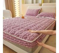 GUOIOOI Drap-Housse élastique (Housse Uniquement), Drap-Housse en Flanelle Chaude avec Bonnet Profond, Housse de Protection Douce et Respirante(Purple,King)