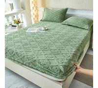GUOIOOI Drap-Housse en Velours épais, Doux et Moelleux. Comprend Une Housse de Matelas, sans taies d'oreiller.(Green,California King)