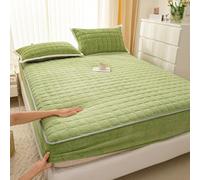 GUOIOOI Drap-Housse en Velours Peluche Queen - Couvre-lit en Polaire épaisse, Douce et Chaude for l'hiver, Poches Profondes, Antistatique, Respirant et Lavable en Machine(Green,King/200x220cm)