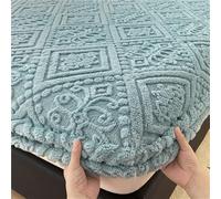 GUOIOOI Drap-Housse en Velours Pelucheux, Drap Plat Extra Doux, Flanelle, Couvre-Matelas Moelleux et Pelucheux, Couvre-lit Chaud(Blue,78"X86")