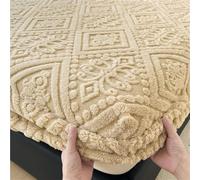 GUOIOOI Drap-Housse en Velours Pelucheux, Drap Plat Extra Doux, Flanelle, Couvre-Matelas Moelleux et Pelucheux, Couvre-lit Chaud(Beige,78"X86")