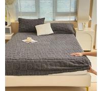 GUOIOOI Drap Plat 2 Personnes, Drap-Housse en Velours, Housse de Matelas en Flanelle de Luxe, surmatelas Doux et Chaud, draps-Housses Moelleux(Dark Gray,King)