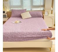 GUOIOOI Drap Plat 2 Personnes, Drap-Housse en Velours, Housse de Matelas en Flanelle de Luxe, surmatelas Doux et Chaud, draps-Housses Moelleux(Purple,King)