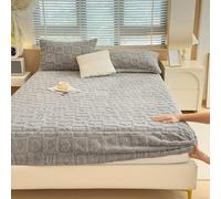 GUOIOOI Drap Plat 2 Personnes, Drap-Housse en Velours, Housse de Matelas en Flanelle de Luxe, surmatelas Doux et Chaud, draps-Housses Moelleux(Gray,Queen)