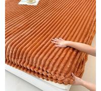 GUOIOOI Draps de lit élastiques Doux et Chauds, Housse de Protection de Matelas en Peluche, Couvre-lit épais en Velours de Lait, Drap-Housse rayé(Orange,60"X78"(150X200CM))