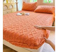 GUOIOOI Draps-Housses élastiques en Velours, Tailles Queen, King et Twin XL, Doux et Confortables, Moelleux et adaptés à Tous Les Lits.(Orange,California King)