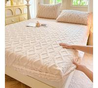 GUOIOOI Draps-Housses élastiques en Velours, Tailles Queen, King et Twin XL, Doux et Confortables, Moelleux et adaptés à Tous Les Lits.(Beige,California King)