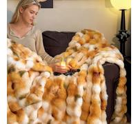 GUOIOOI Plaid en Fausse Fourrure de Luxe à imprimé léopard, Double Face, Ultra Doux et Moelleux, en Fausse Fourrure de Lapin, idéal for Le canapé et Le lit(Yellow,115x150cm)