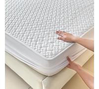 GUOIOOI Protège-Matelas imperméable et Confortable, Silencieux, for Matelas King/Queen/Full/Twin, matelassé avec Poches Profondes, Convient jusqu'à 30 cm d'épaisseur.(Wei,King)