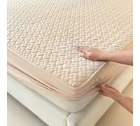 GUOIOOI Protège-Matelas imperméable et Confortable, Silencieux, for Matelas King/Queen/Full/Twin, matelassé avec Poches Profondes, Convient jusqu'à 30 cm d'épaisseur.(Khaki,King)