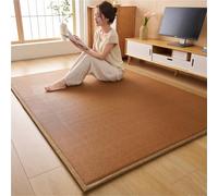 GUOIOOI Tapis Tatami Traditionnel Japonais en Bambou et rotin tissé, Matelas futon Japonais Enroulable, Tapis géant en Mousse à mémoire de Forme for la méditation et Le Jeu Zen(Caramel,200x300cm)