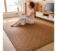 GUOIOOI Tapis Tatami Traditionnel Japonais en Bambou et rotin tissé, Matelas futon Japonais Enroulable, Tapis géant en Mousse à mémoire de Forme for la méditation et Le Jeu Zen(Hazel,200x220cm)