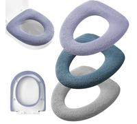 Guojanfon Lot de 3 Housses de siège de Toilette Douces et épaisses, Extensibles, lavables (Violet Clair, Vert foncé, Gris)