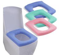 Guojanfon Lot de 3 Housses de siège de Toilette en Tissu Doux, épais, Extensible, Lavable (Bleu, Vert, Rose)